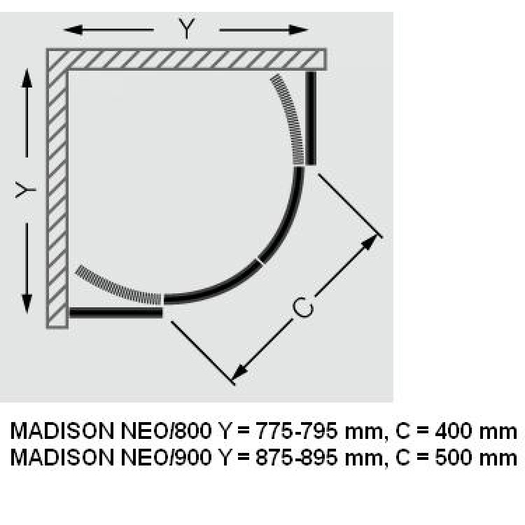 Roth Roltechnik Pusapaļa dušas kabīne Madison Neo 800x800mm