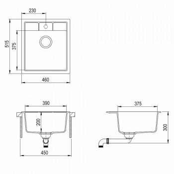 Aquasanita NOVA Virtuves izlietne 460x515 mm SQN100W-601