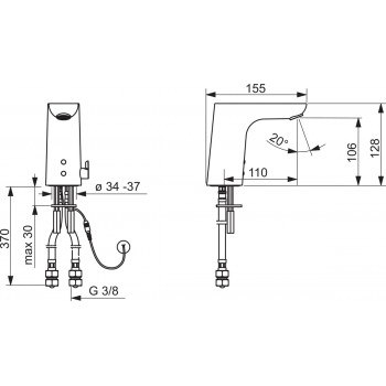 ORAS ELECTRA Izlietnes jaucējkrāns 9/12V, Bluetooth 6121FZ