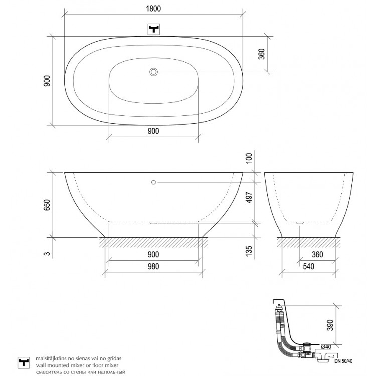 PAA Vanna DOLCE 1800x900, silkstone, graphite