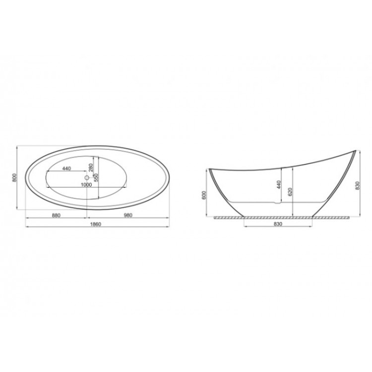 Polimat Brīvi stāvoša vanna ZOE 180x80 cm, 00409