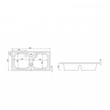 POLIMAT Virtuves izlietne ZD-40 80x40 cm, 1001