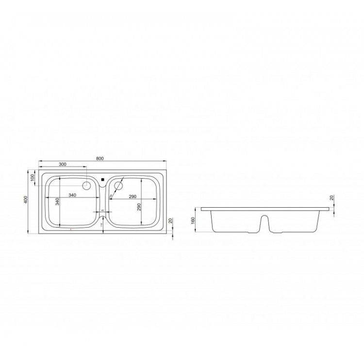 POLIMAT Virtuves izlietne ZD-40 80x40 cm, 1001