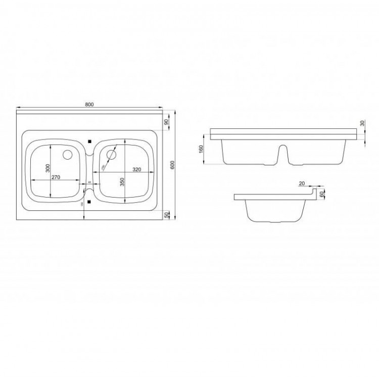 POLIMAT Virtuves izlietne ZD-60 80x60 cm, 1003