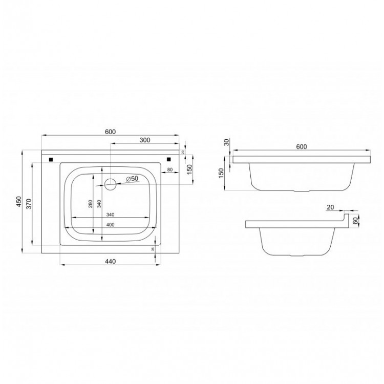 POLIMAT Virtuves izlietne ZJ-45 60x45 cm, 1010