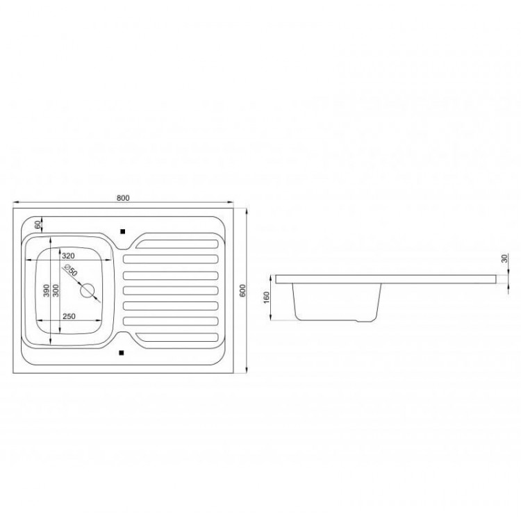 POLIMAT Virtuves izlietne ZJ-60 80x60 cm, 1009