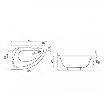 Polimat Stūra vanna STANDARD 130x85 cm, 00350/343