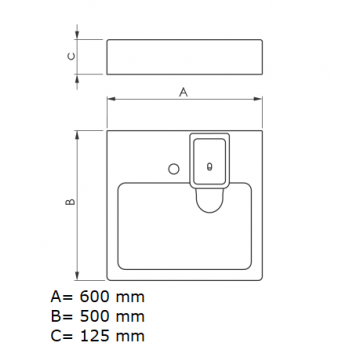 Polycer Akmens Masas Izlietne virs veļas mašīnas Compactino 60x50 cm, WBX-102