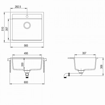 Aquasanita QUADRO Кухонная мойка 565x510mm, SQQ100W-710