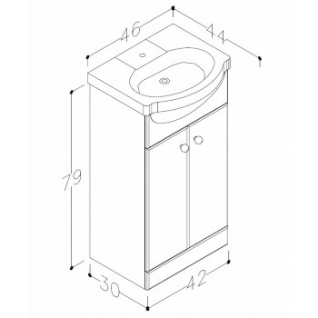 RB PIANO шкафчик с раковиной 45cm VA45-1/P
