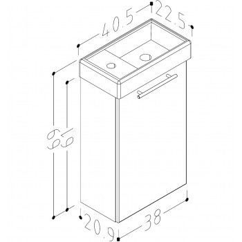 RB QUADRO шкафчик с умывальником 40cm  QA40-3/P