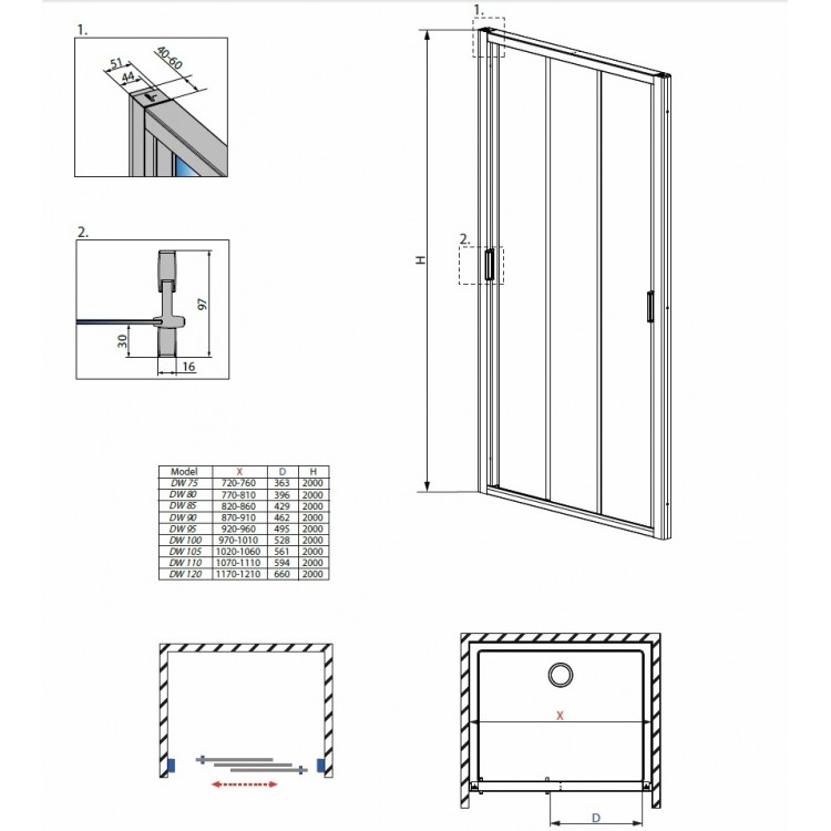 Radaway Душевая дверь EVO DW 110cm