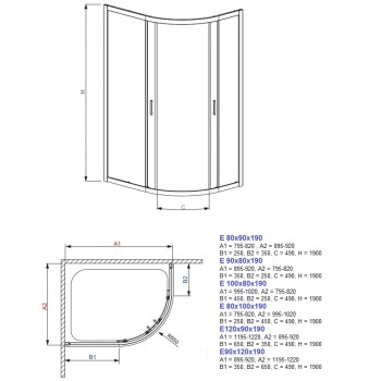 Radaway Asimetriska dušas kabīne Premium Plus E 120x90cm