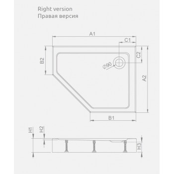 Radaway Dušas paliktnis Doros PT E Compact 80x100 R, balts