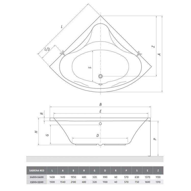 Roltechnik Vanna SABRINA NEO 140x140