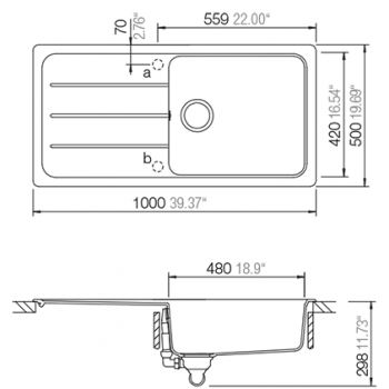 Schock Virtuves izlietne FORMHAUS D-100L 100x50cm Alpina