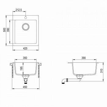 Aquasanita SIMPLEX Кухонная мойка 425x500mm, SQS100W-601