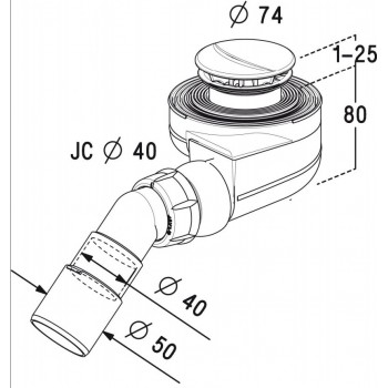 Radaway Dušas sifons D50 Turboflow TB50P