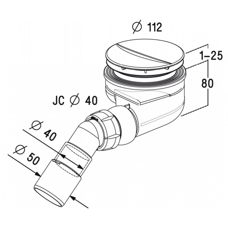 Radaway Dušas sifons D90 Turboflow TB90P