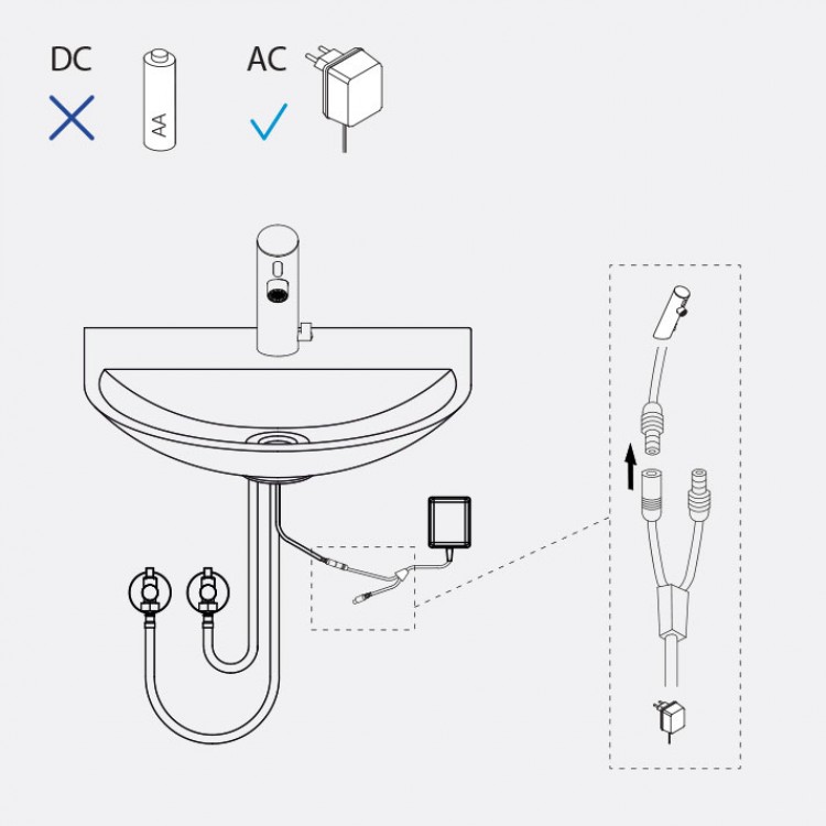 SLIM-TRES Izlietnes jaucējkrāns 230/6V, 20261302NM