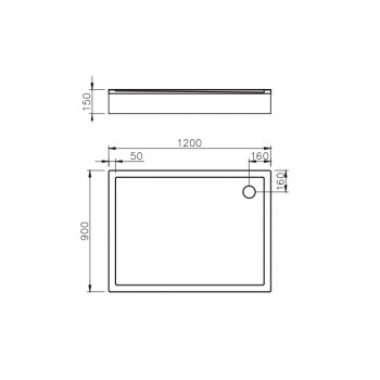 Vispool Душевой поддон прямоугольный QQ-120 1200x900mm