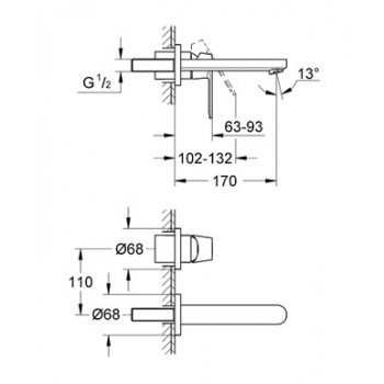 Grohe Eurosmart Cosmo Iebūvējamais izlietnes j-krāns, 19381 000