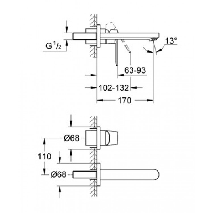 Grohe Eurosmart Cosmo Iebūvējamais izlietnes j-krāns, 19381 000