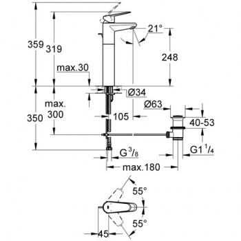 Grohe Eurodisc Cosmo Izlietnes jaucējkrāns, 319, 23055 002