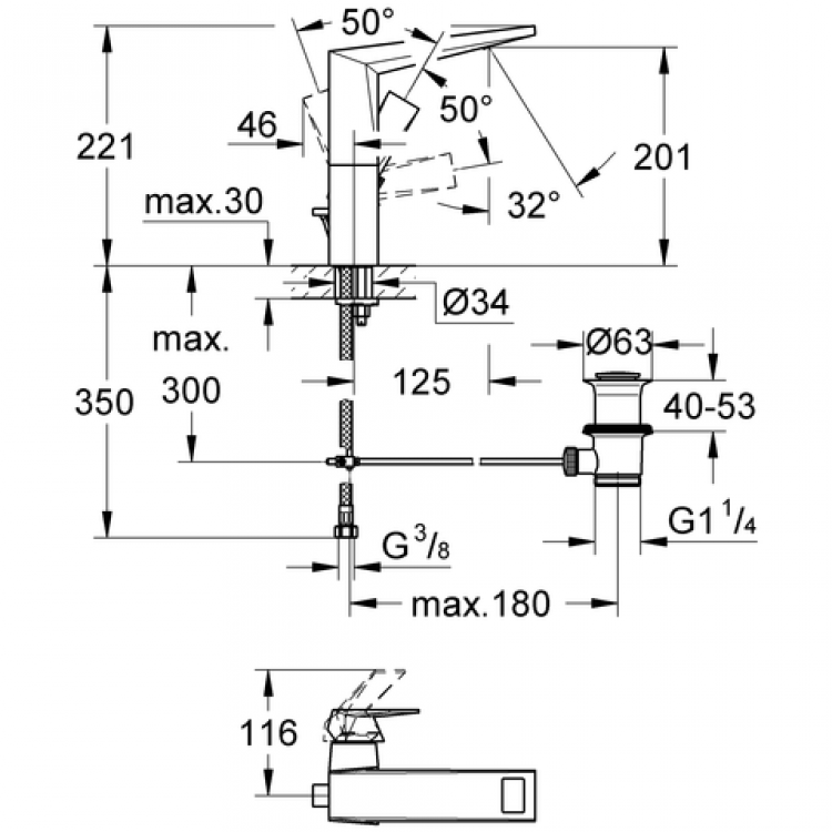 Grohe Allure Brilliant Izlietnes jaucējkrāns, 23109 000