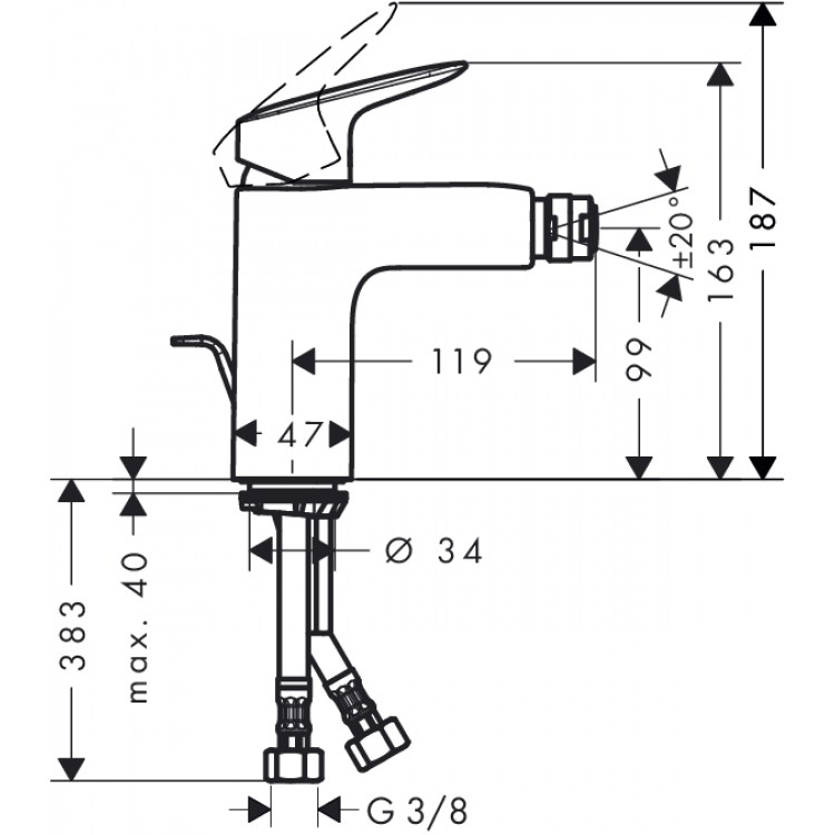 Hansgrohe Logis Bidē jaucējkrāns, hroms 71200000