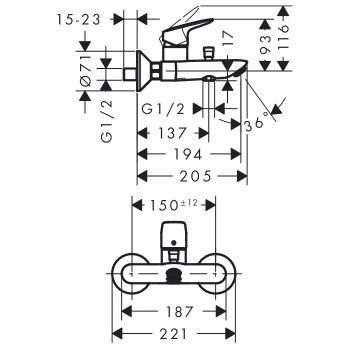 Hansgrohe Logis Vannas/dušas jaucējkrāns, 71400000