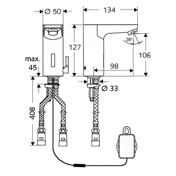 SCHELL CelisE Бесконтактный cмеситель для умывальника 9V 0122906