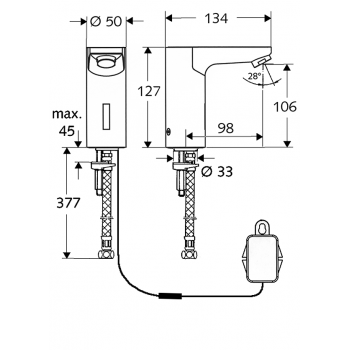 SCHELL CelisE Бесконтактный cмеситель для умывальника 9 V 012300