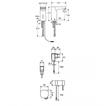 SCHELL CelisE Бесконтактный cмеситель для умывальника 220V, 0123