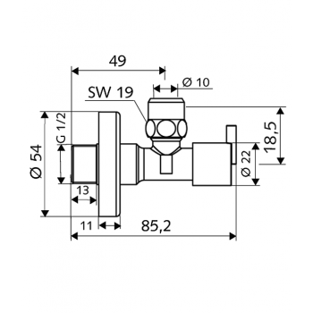 SCHELL Pint Stūra ventīlis 1/2 x 3/8(10), hromēts 053900699