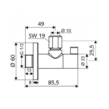 SCHELL Wing Stūra ventīlis 1/2 x 3/8(10), hromēts 053920699