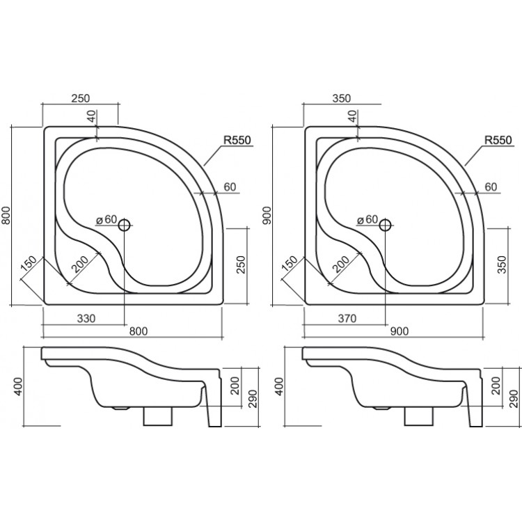 Roth Roltechnik Pusapaļa dušas kabīne Madison Neo 800x800mm