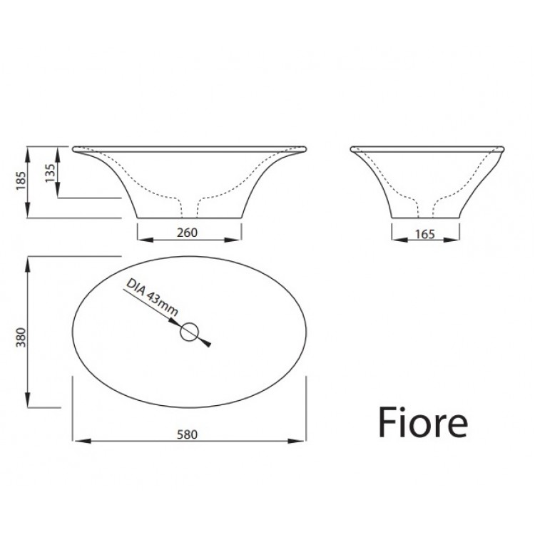 Vispool Akmens masas izlietne Fiore 58x38 cm, balta